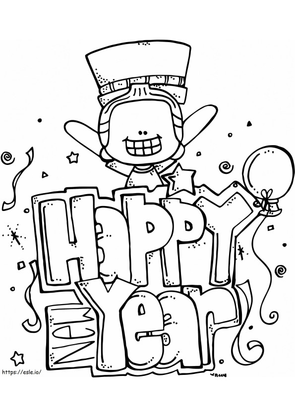 Happy New Year Melonheadz coloring page