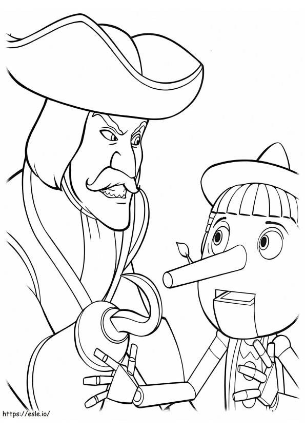 Capitán Garfio y Pinocho para colorear