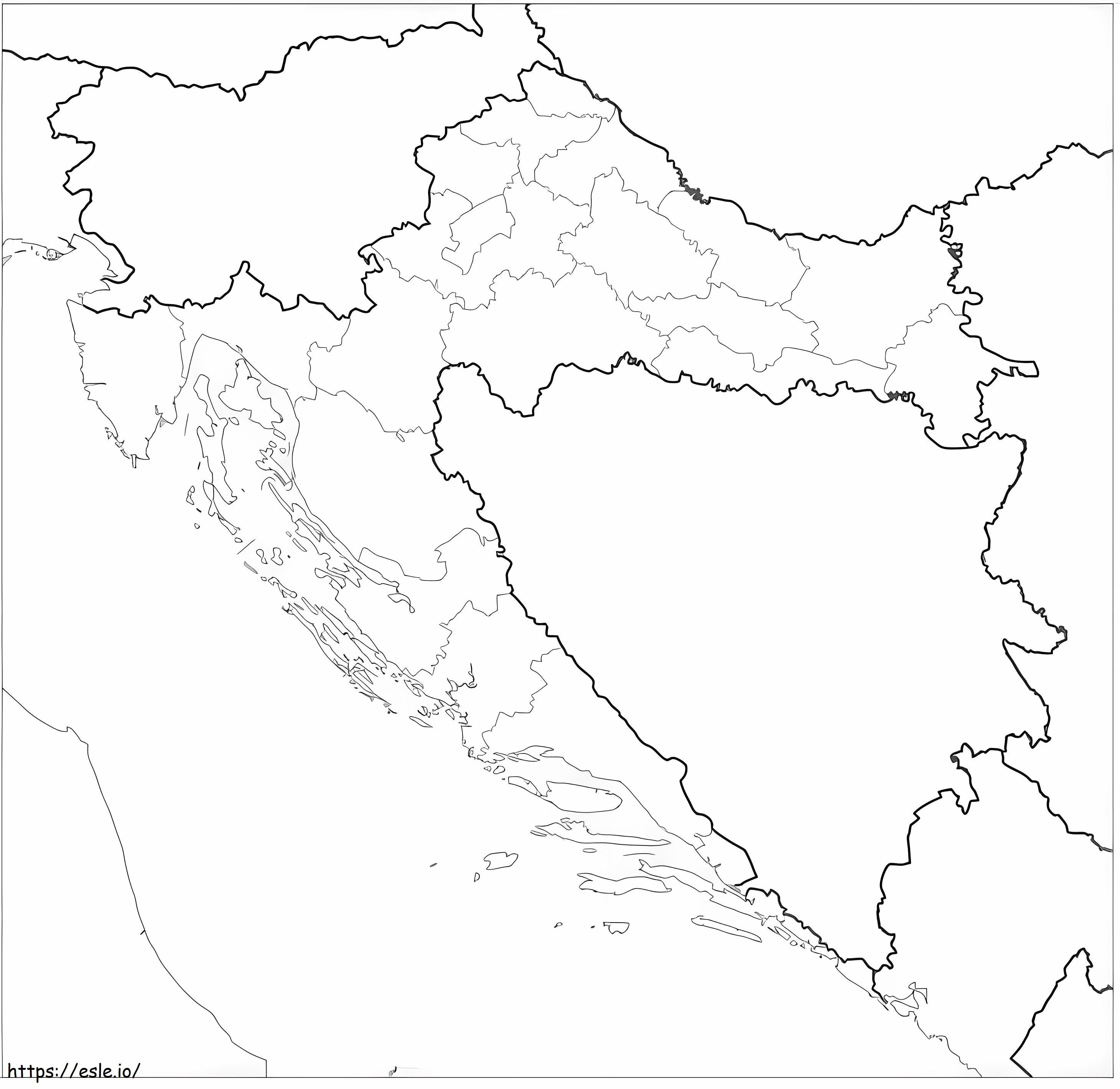 Mapa de Croacia para colorear