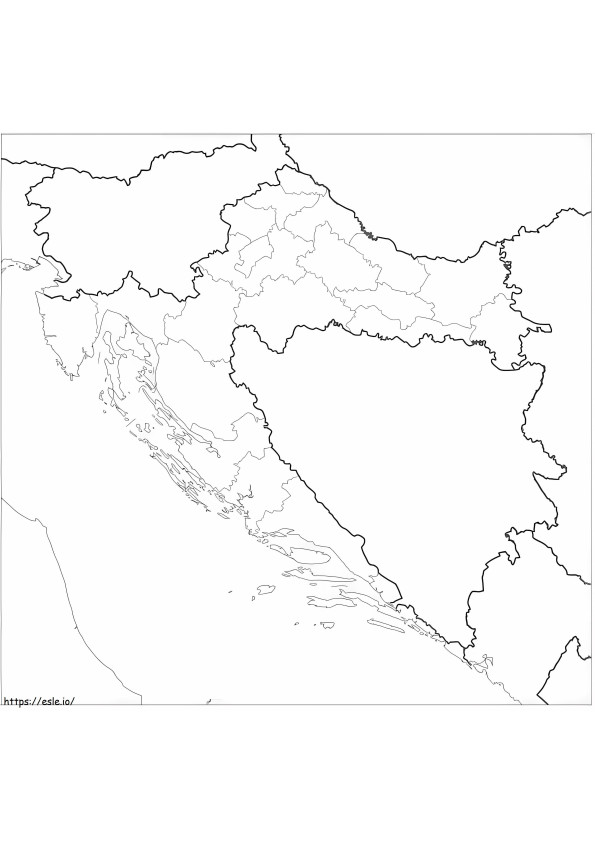 Kroatian kartta värityskuva