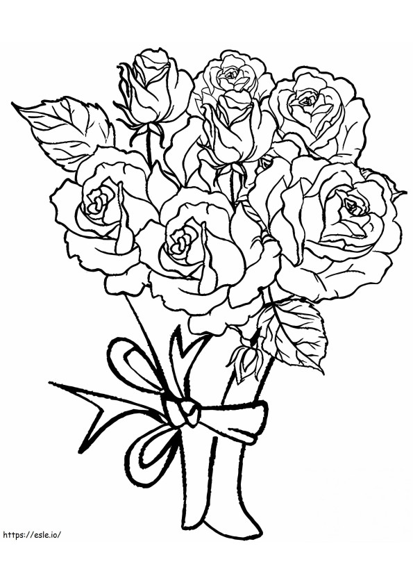 バラの花束を描く ぬりえ - 塗り絵