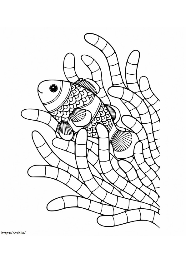 Coloriage Poisson et anémone de mer à imprimer dessin