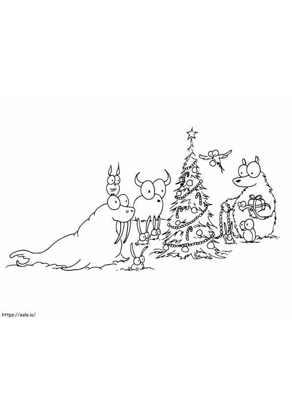 Coloriage Animaux drôles de Noël à imprimer dessin