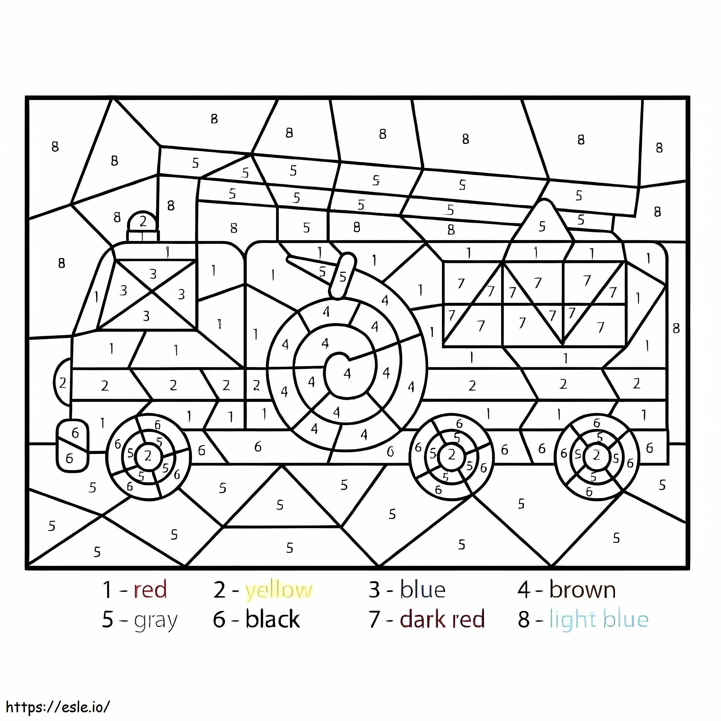 Easy Fire Truck Color By Number coloring page