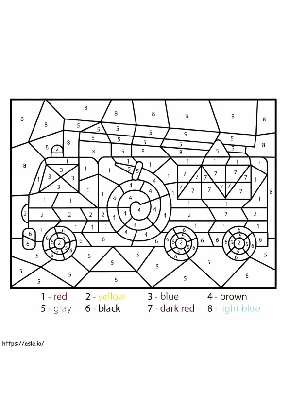 Easy Fire Truck Color By Number coloring page