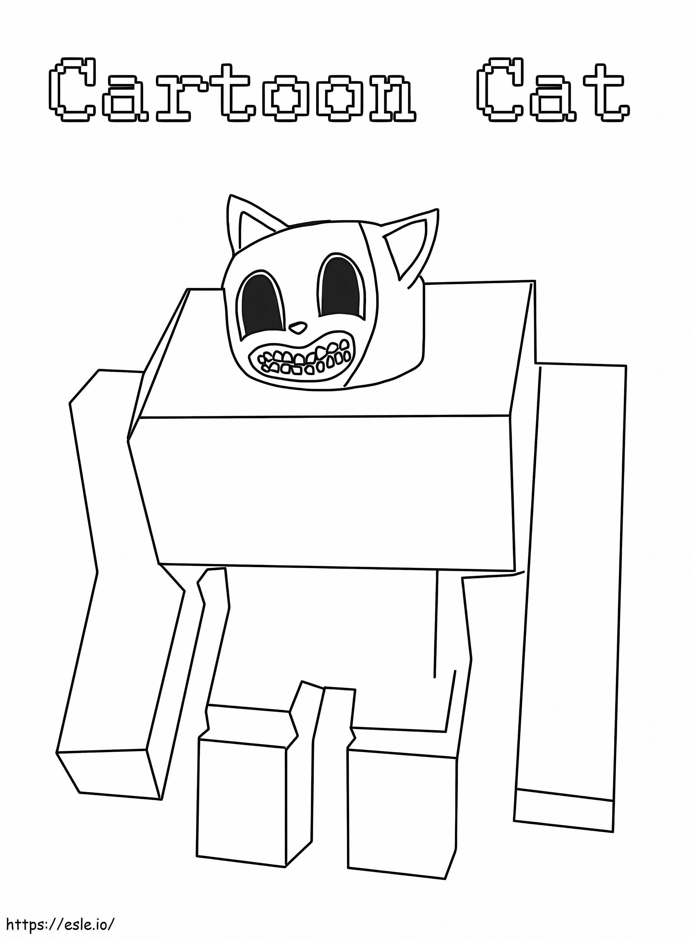 Gato de desenho animado Minecraft para colorir