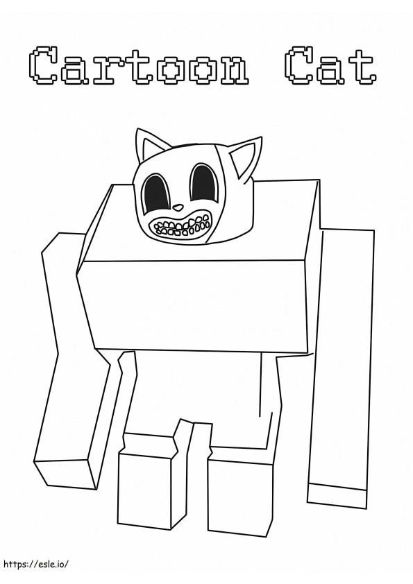 Gato de desenho animado Minecraft para colorir