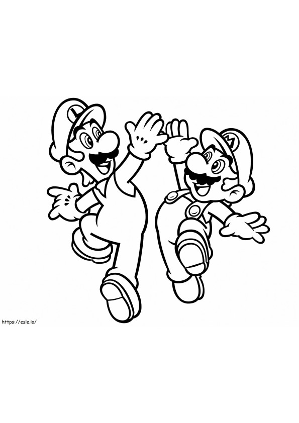 Fericiți Luigi și Mario de colorat