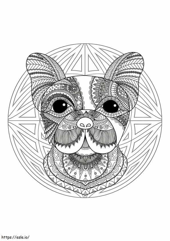 Coloriage Mandala Animaux Bouledogue à imprimer dessin