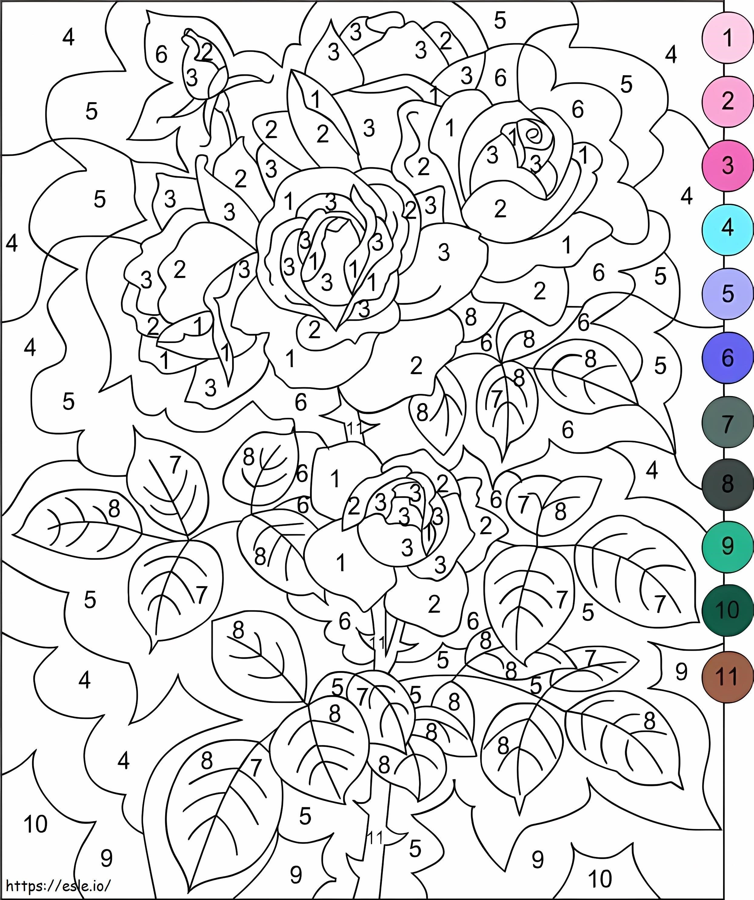 Flowers Color By Numbers For Adult coloring page