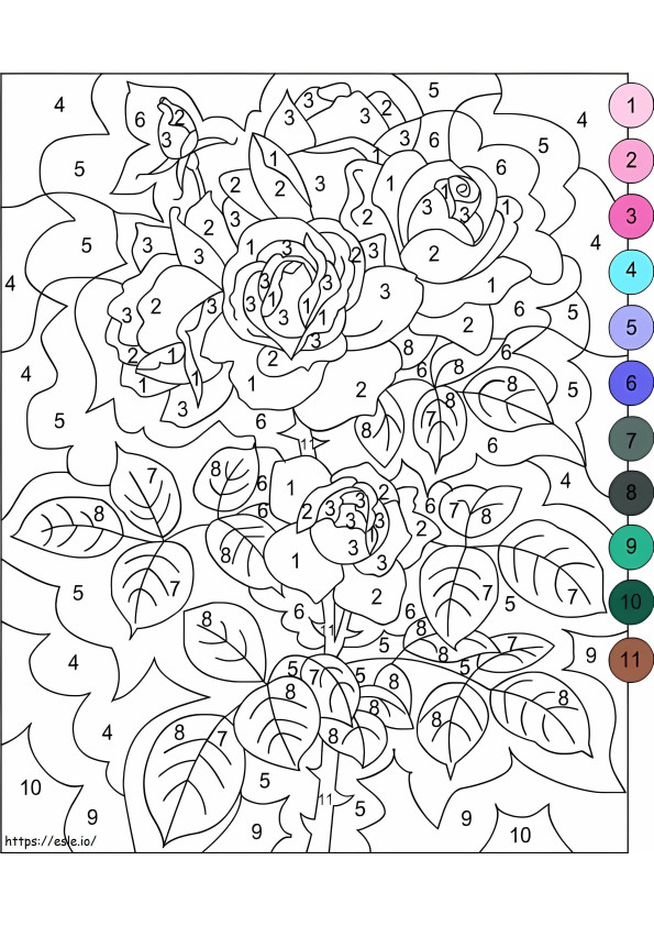Flori de culoare după numere pentru adulți de colorat