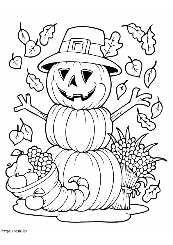 Autumn Pumpkin Scarecrow coloring page
