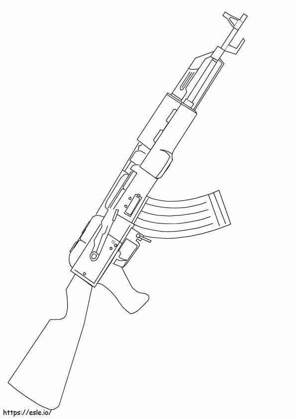 Coloriage Fusil d'assaut AK 47 à imprimer dessin