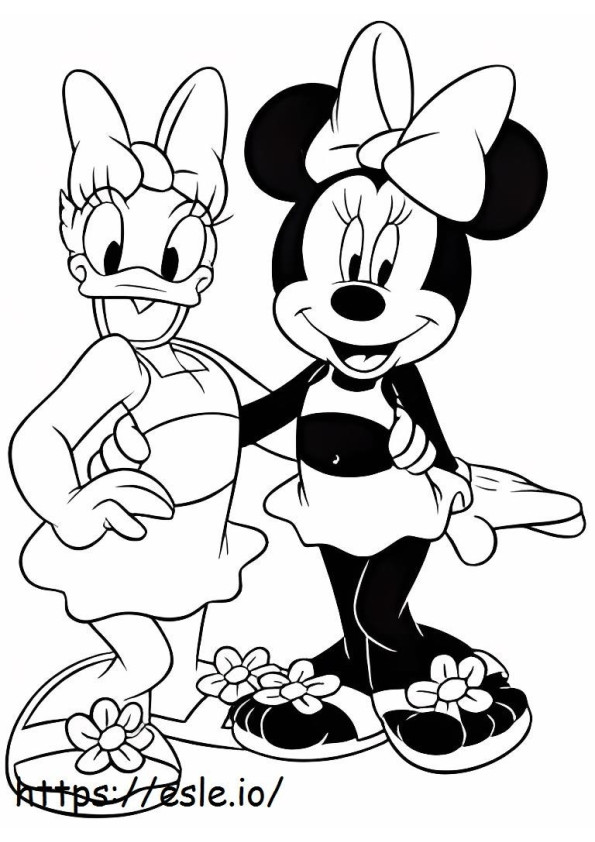 Minnie Mouse en Daisy Duck kleurplaat