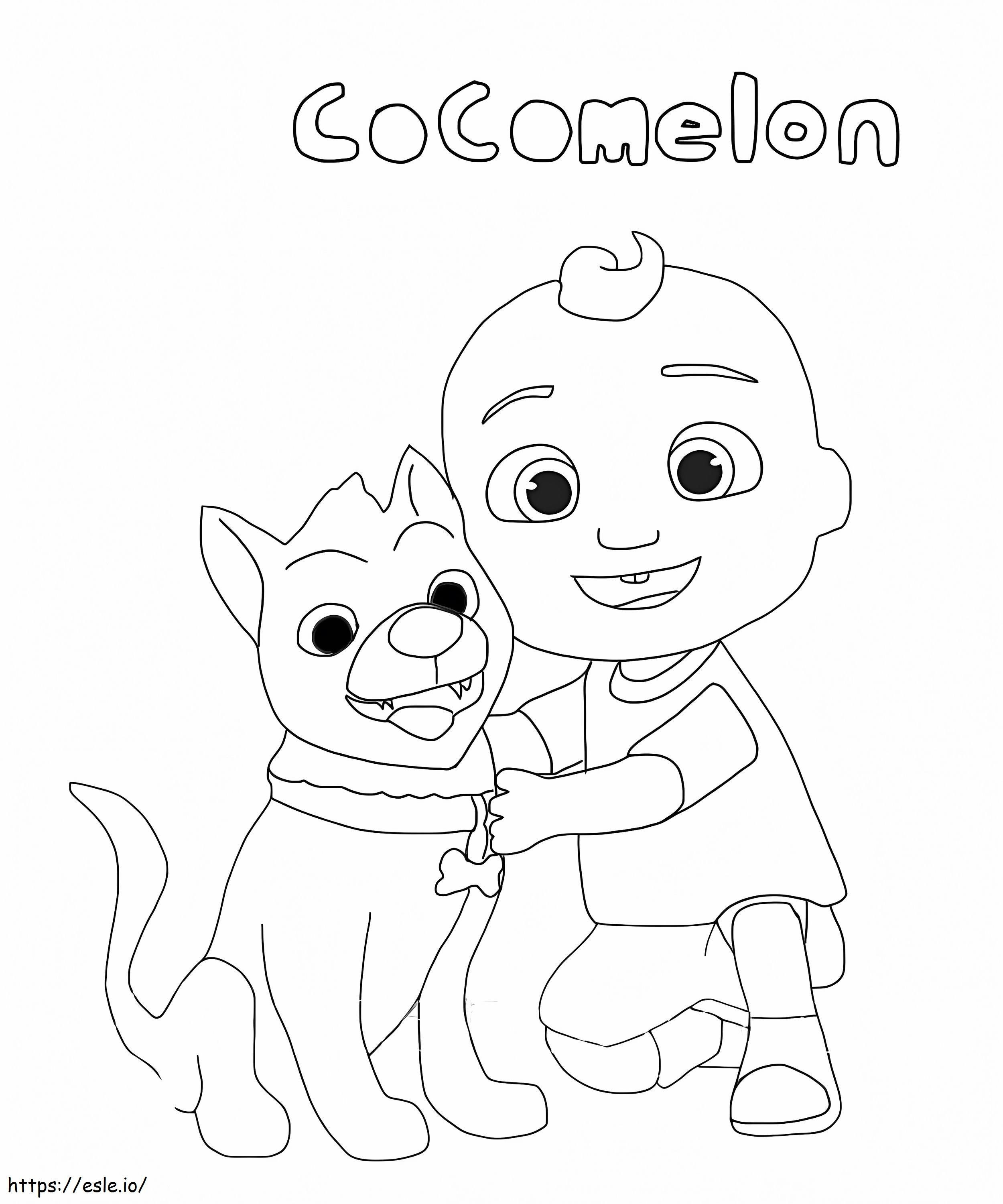 Little Johnny And Puppy coloring page