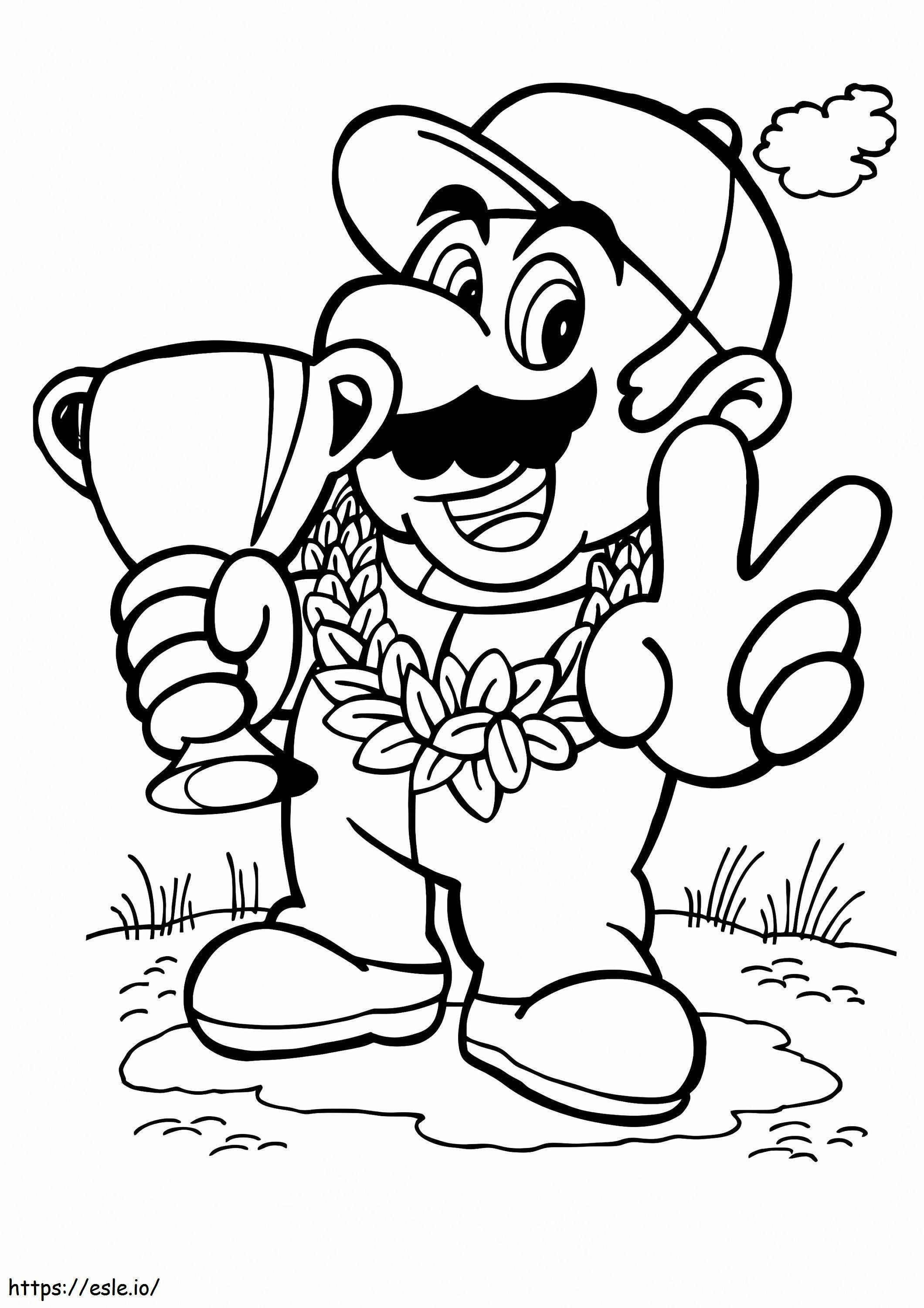 Coloriage Mario et trophée à imprimer dessin
