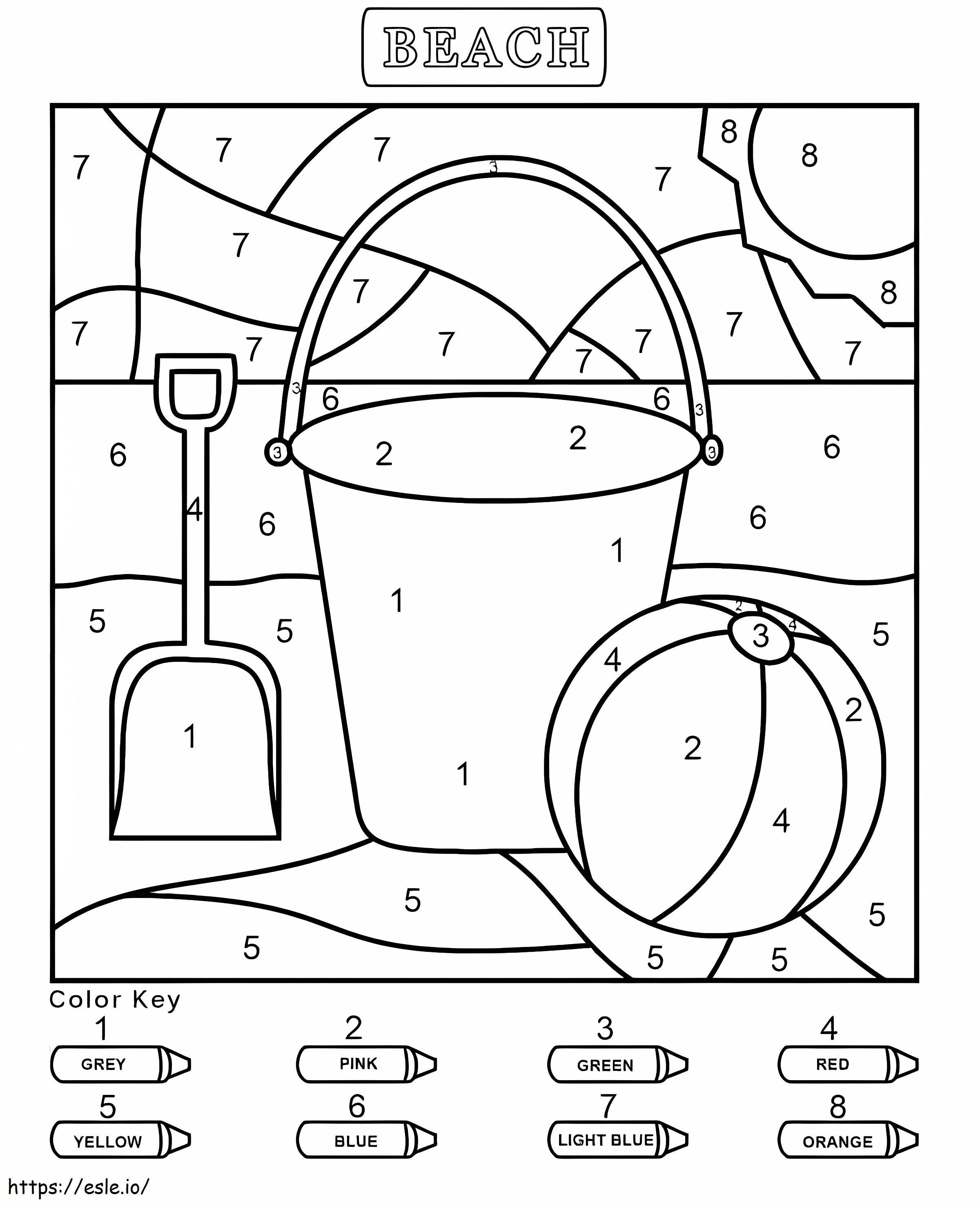 Beach For Kindergarten Color By Number coloring page