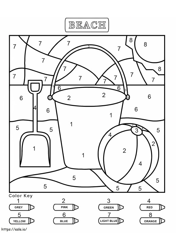 Beach For Kindergarten Color By Number coloring page