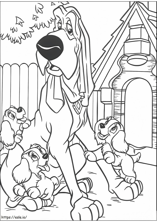 Trusty And Puppies coloring page