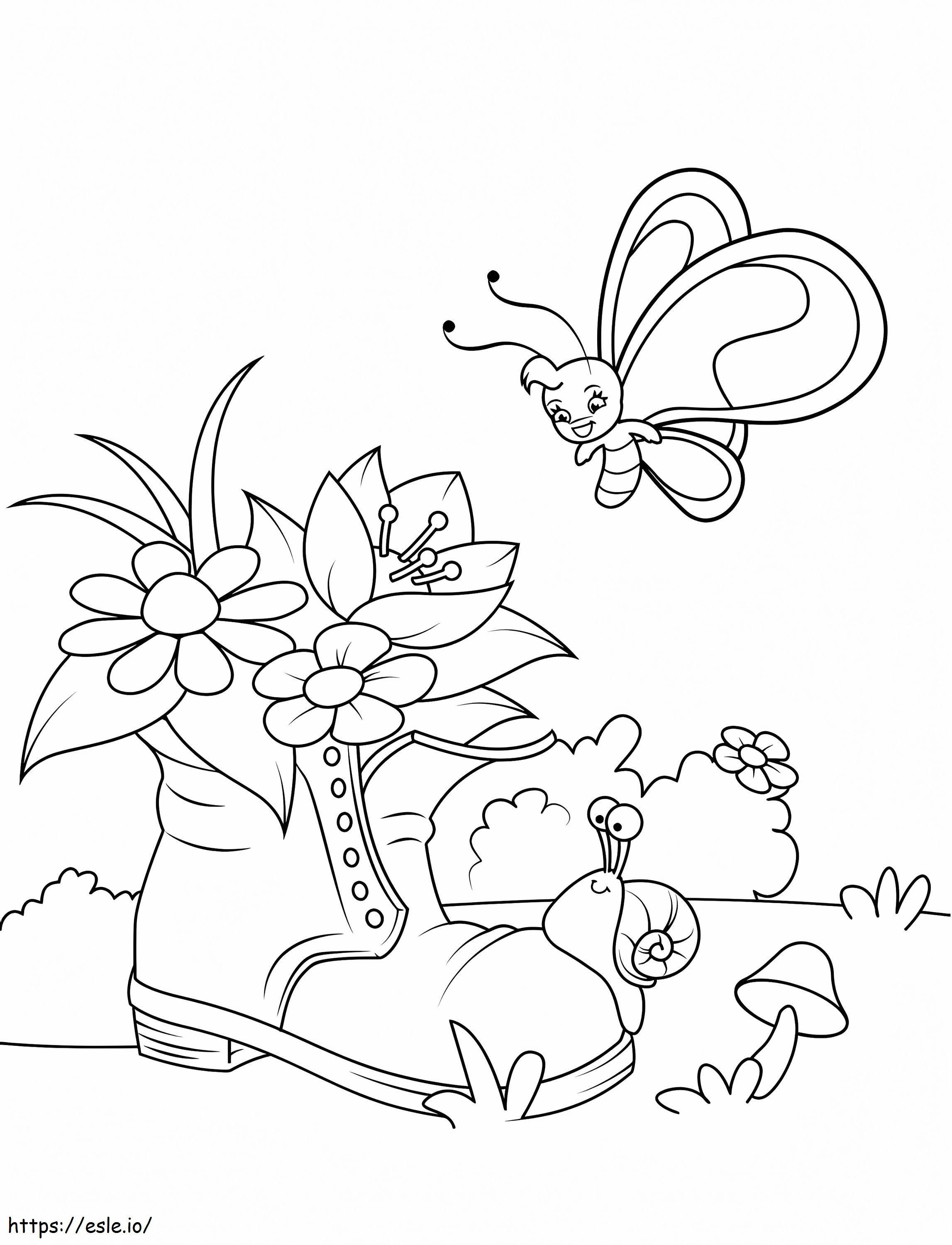 1560158921 Flowers In Old Shoe A4 coloring page