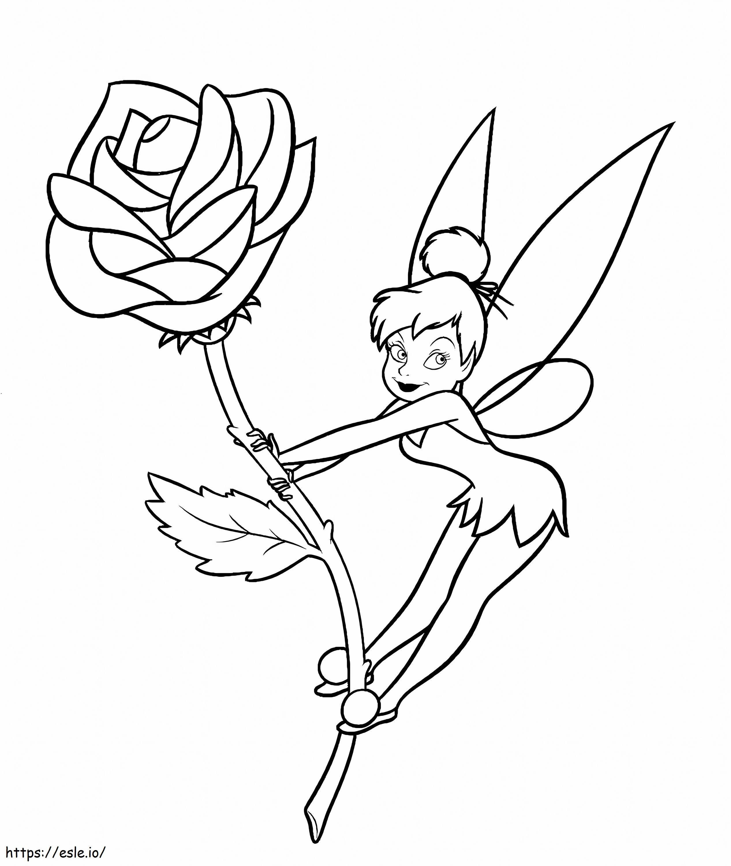 Tinker Bell And A Rose coloring page