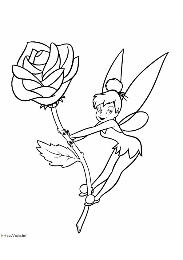 Tinker Bell ja ruusu värityskuva