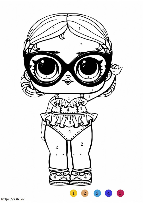 Printable LOL Doll Color By Number coloring page