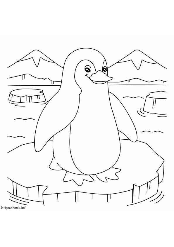 Pinguini pe gheață de colorat