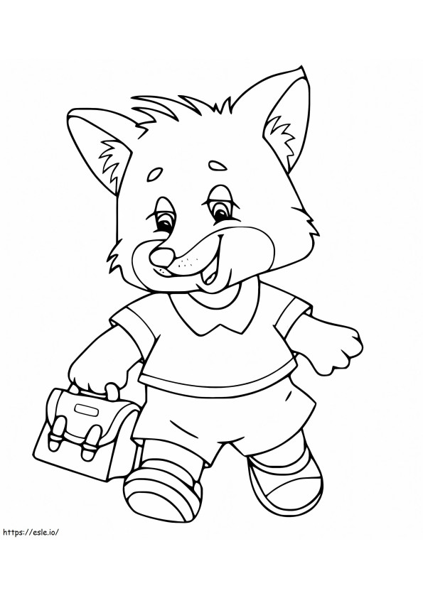 Cute Fox And Bag coloring page