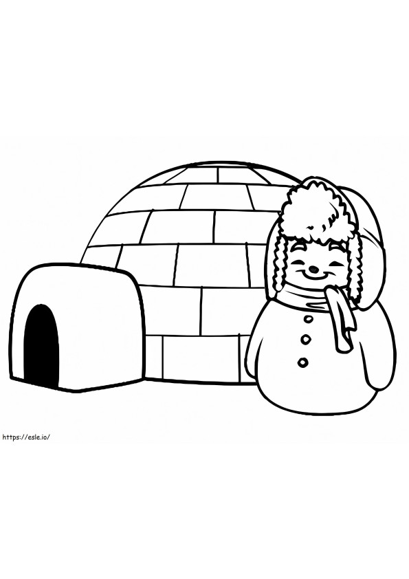 Igloo And Snowman coloring page