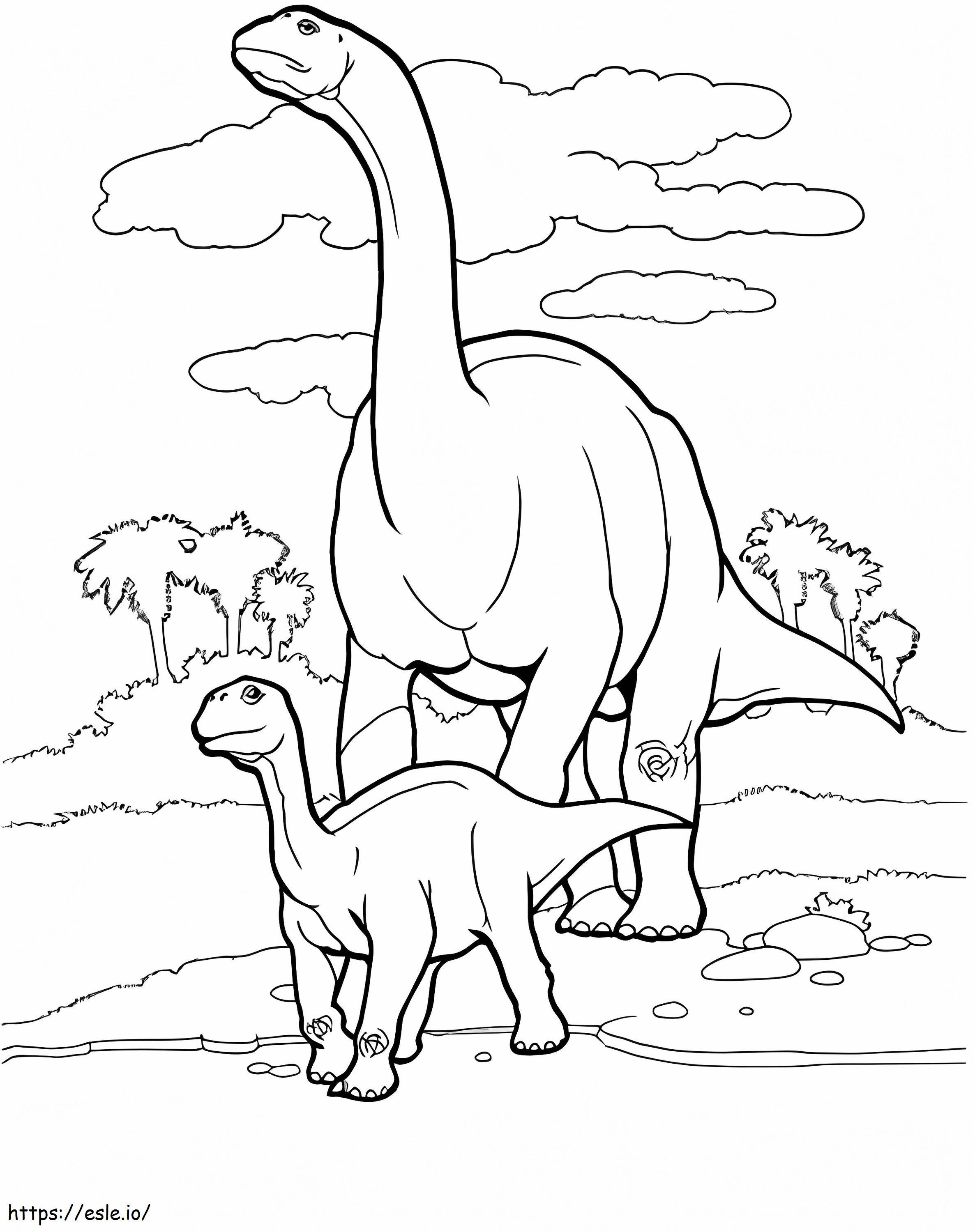 Familia Brontosaurio da colorare