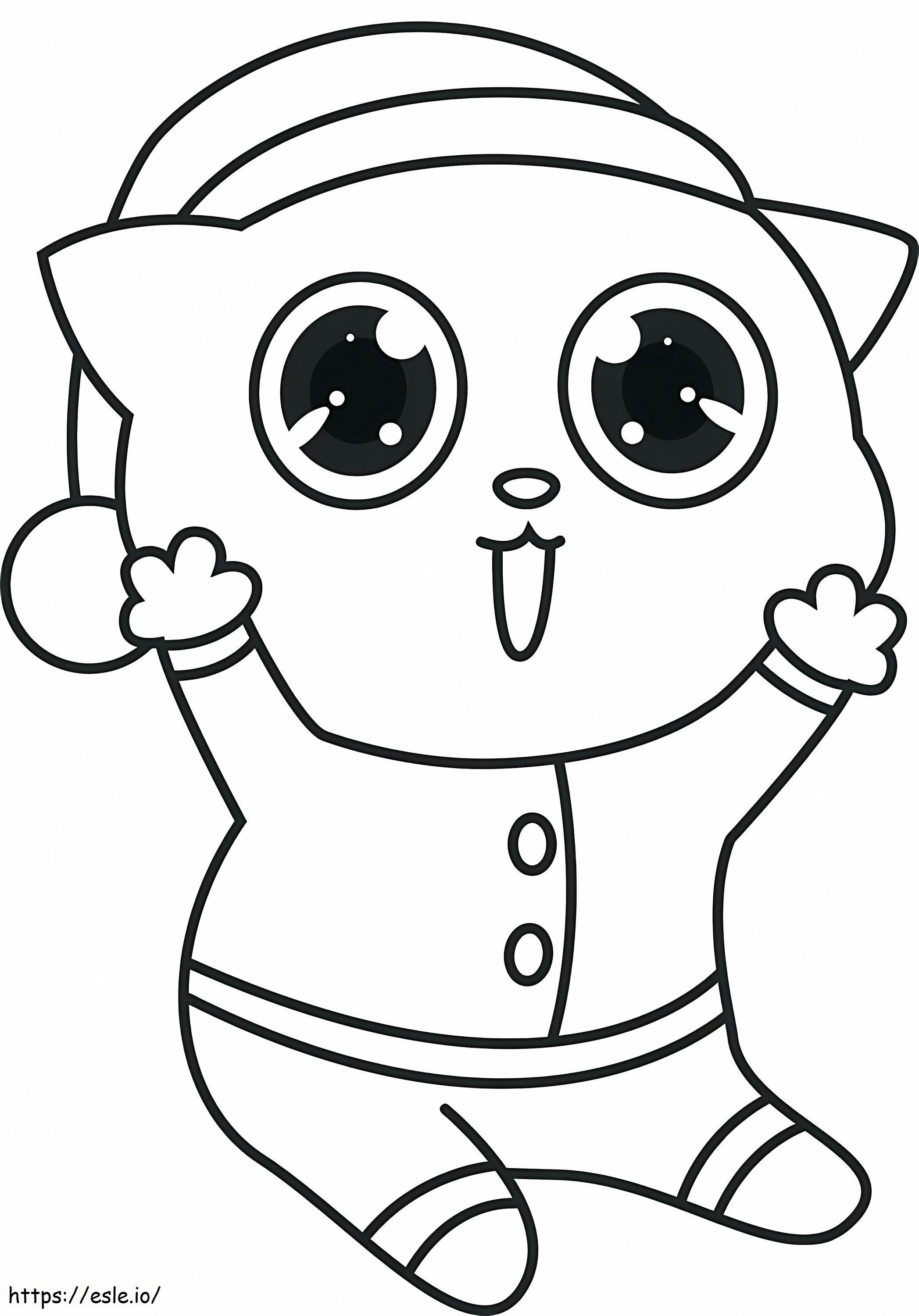 Adorable Christmas Cat coloring page