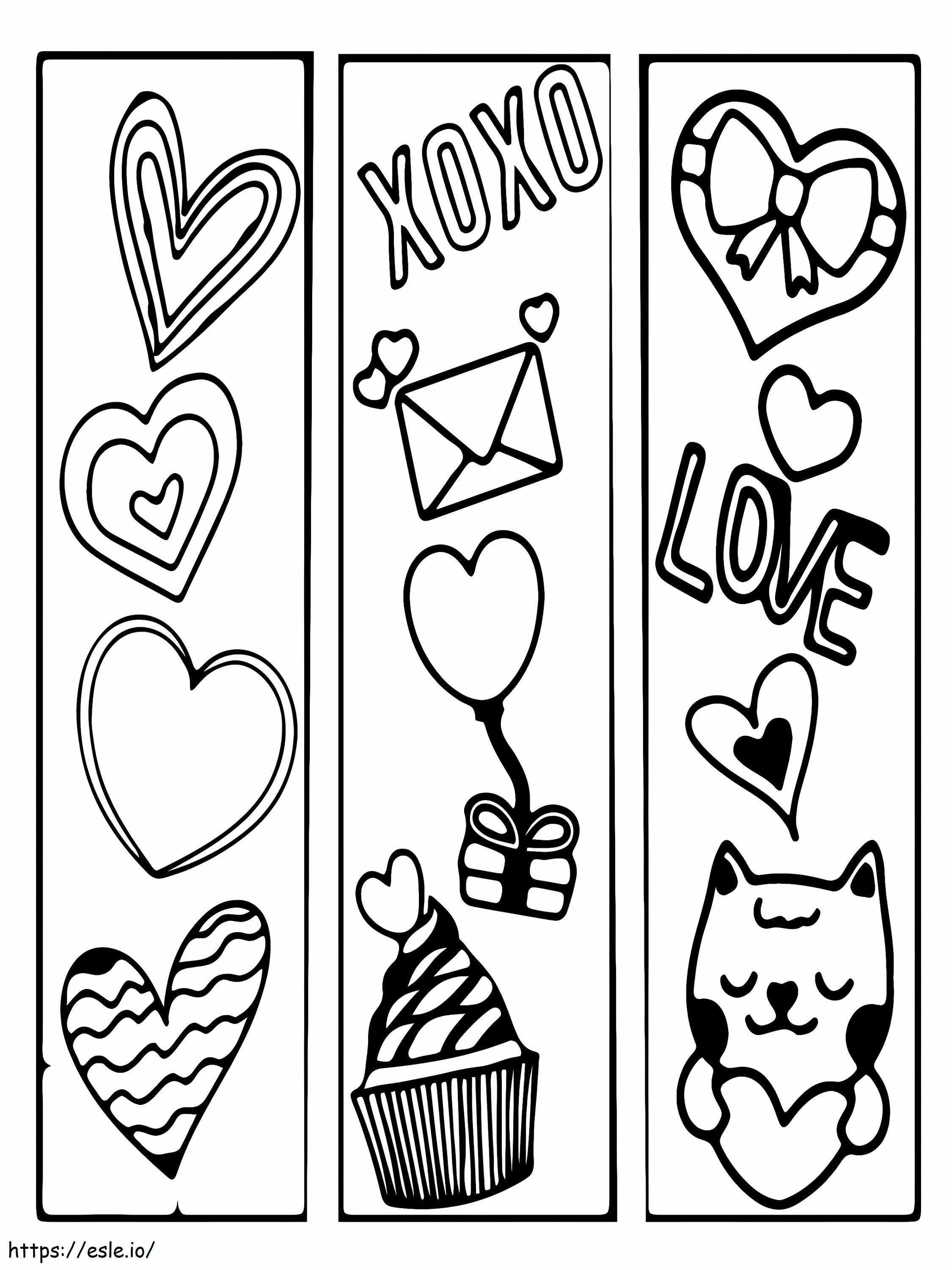 Semn de carte Love And Xoxo pentru copii de colorat