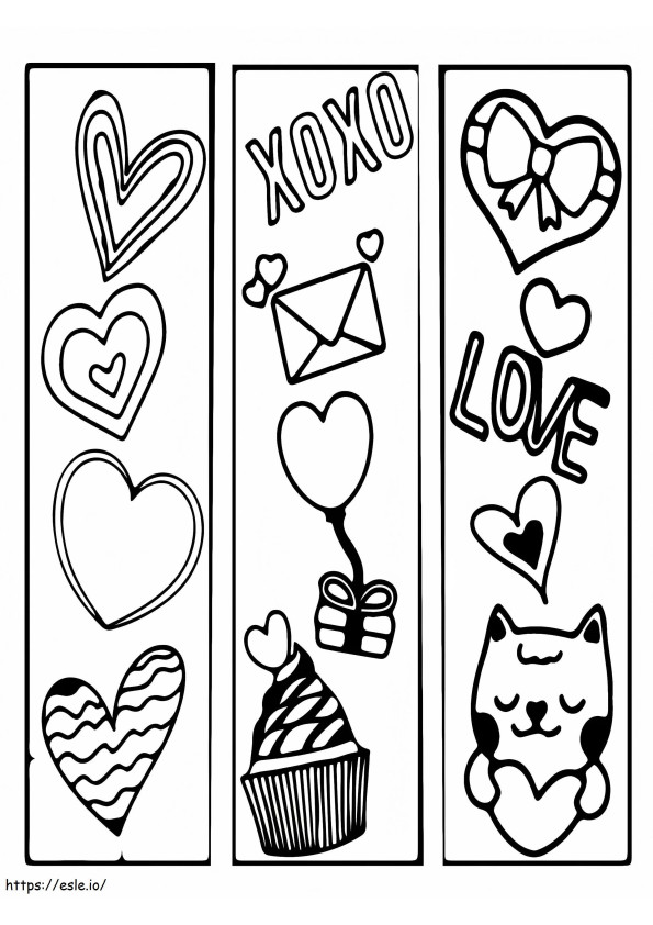 Semn de carte Love And Xoxo pentru copii de colorat