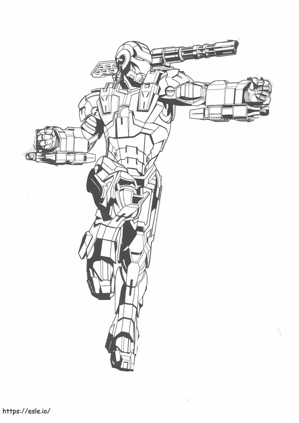 Coloriage Ironman avec mitrailleuse à imprimer dessin