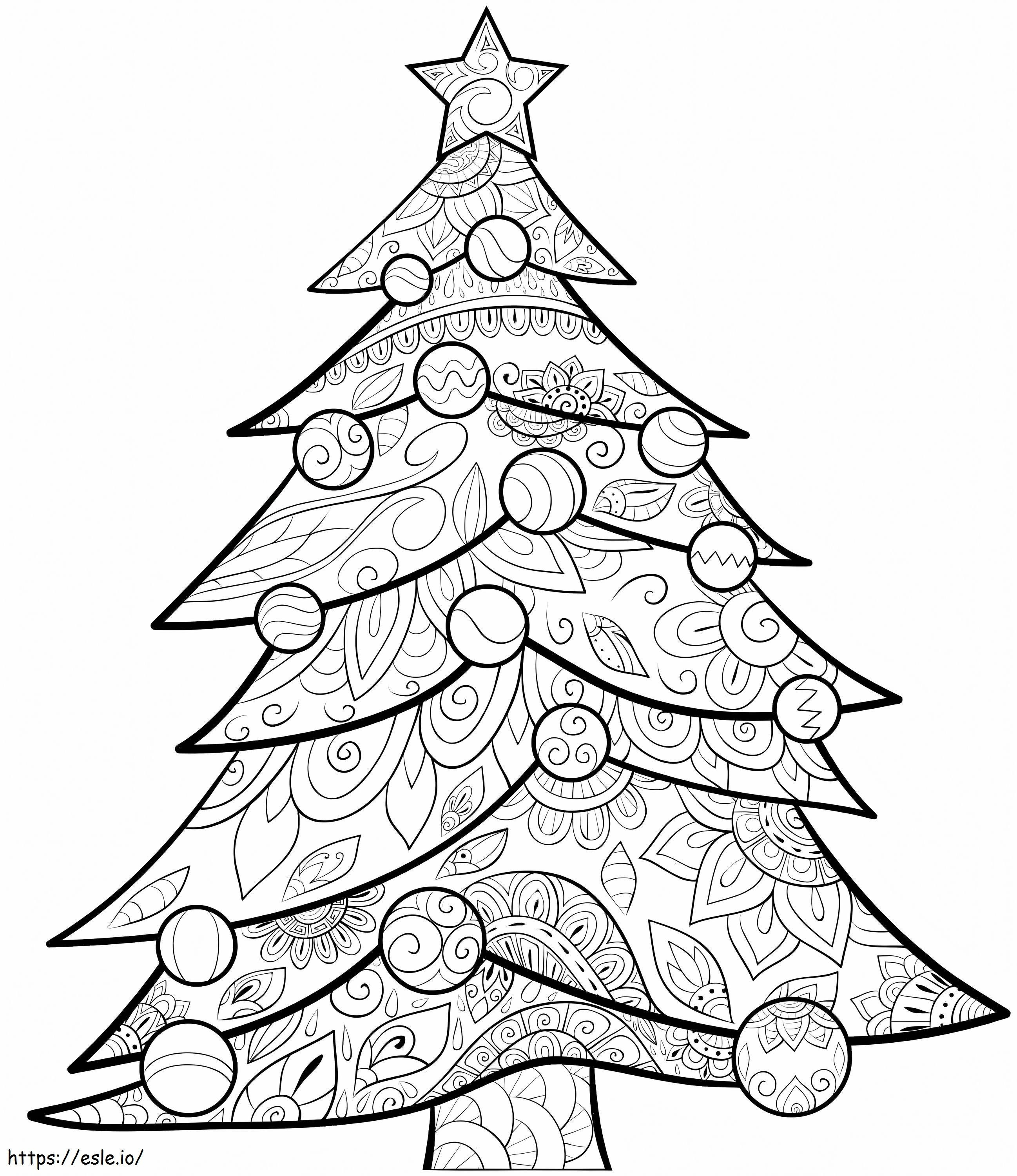 Coloriage L'arbre de Noël est pour les adultes à imprimer dessin
