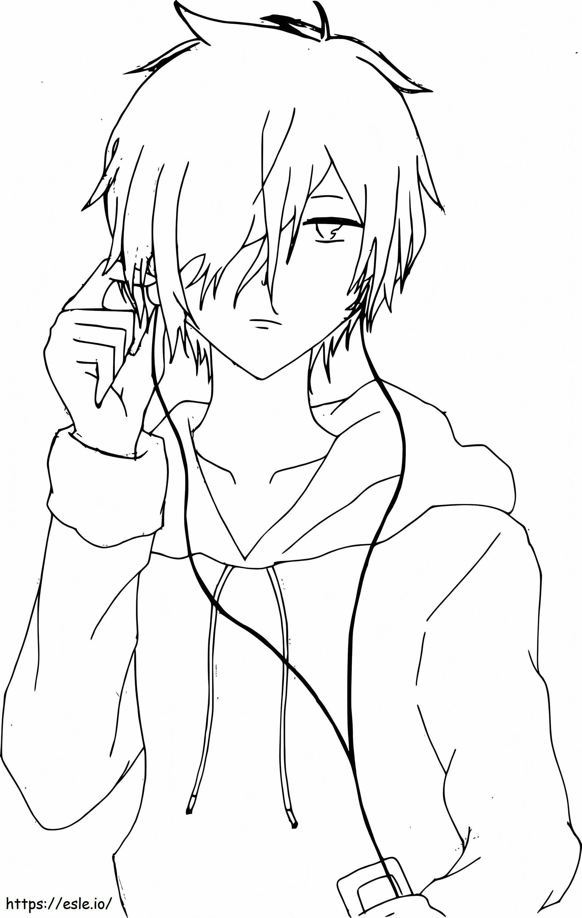 Anime fiú fejhallgatóval kifestő