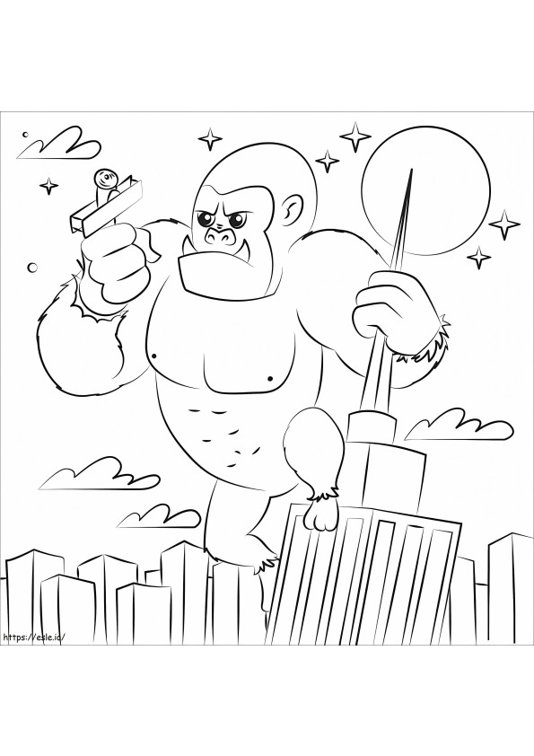 Coloriage King Kong 3 en colère à imprimer dessin