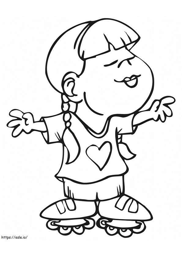 Girl On Roller Skates coloring page