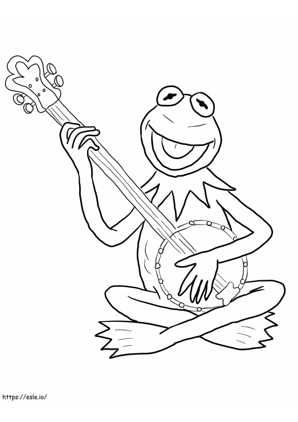 Kermit la rana che suona il banjo da colorare