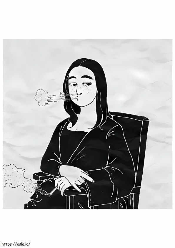 Mona Lisa tupakoiva Tumblr värityskuva