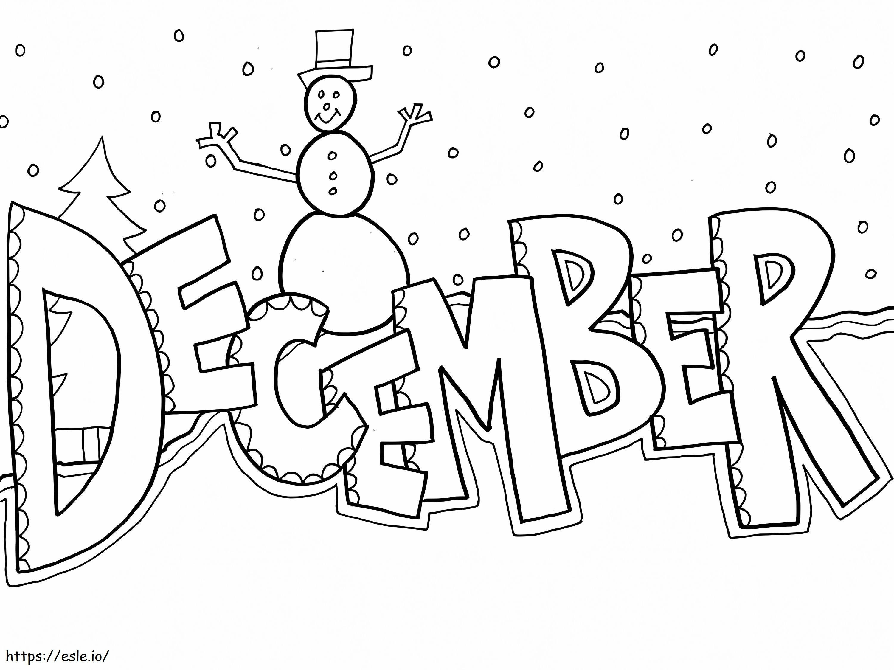 Welcome December coloring page