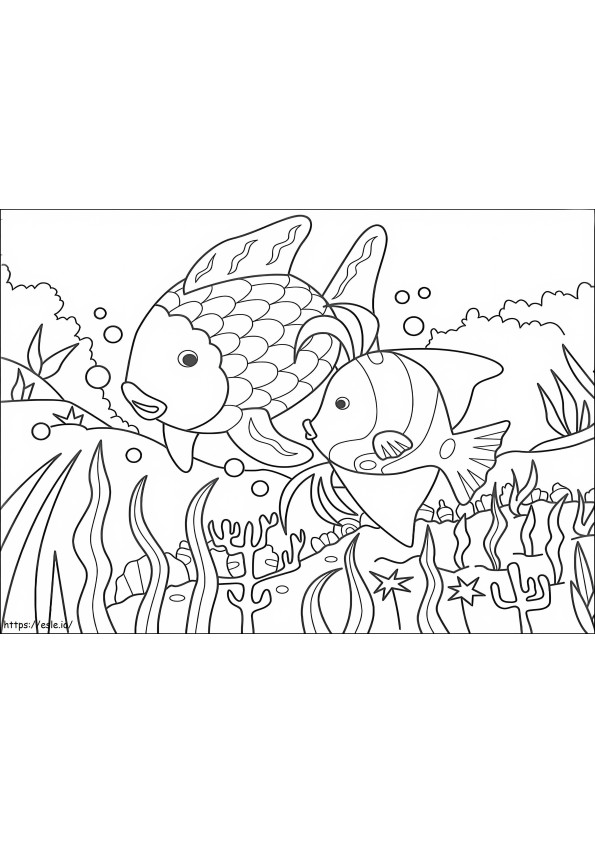 Coloriage Deux poissons simples à imprimer dessin