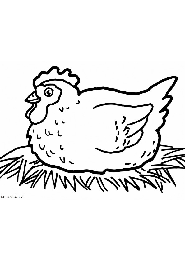 Hen On Nest coloring page