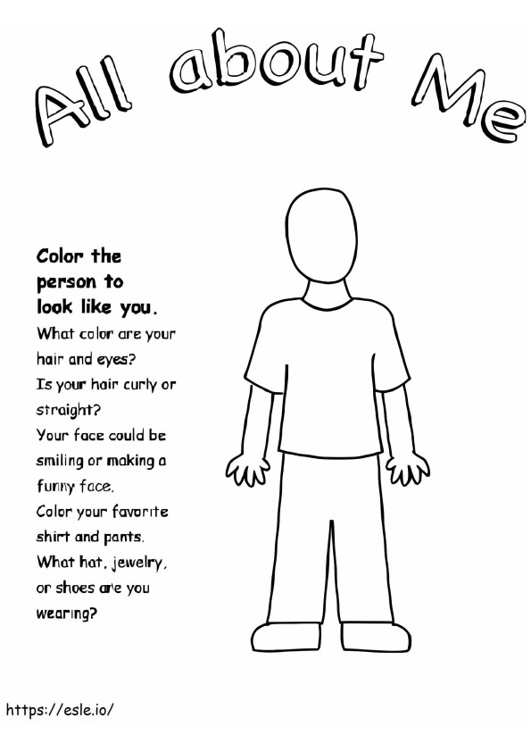 Printable All About Me coloring page