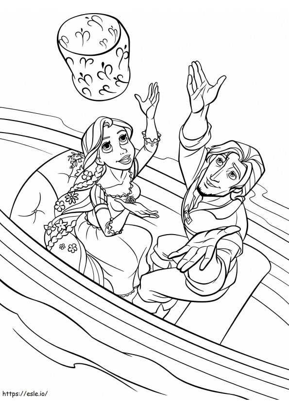 Princesa Rapunzel e Flynn para colorir