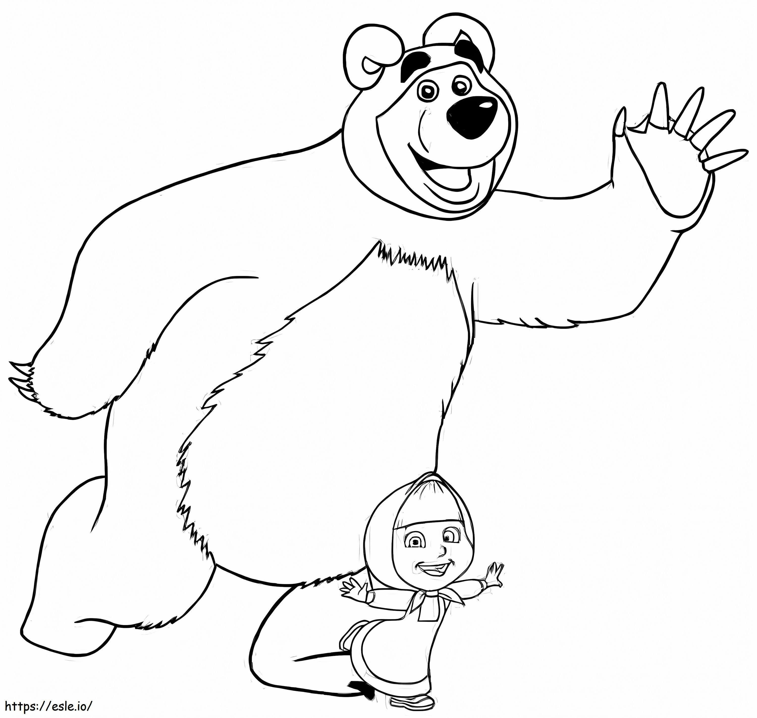 Coloriage Danse de l'ours et de Masha à imprimer dessin
