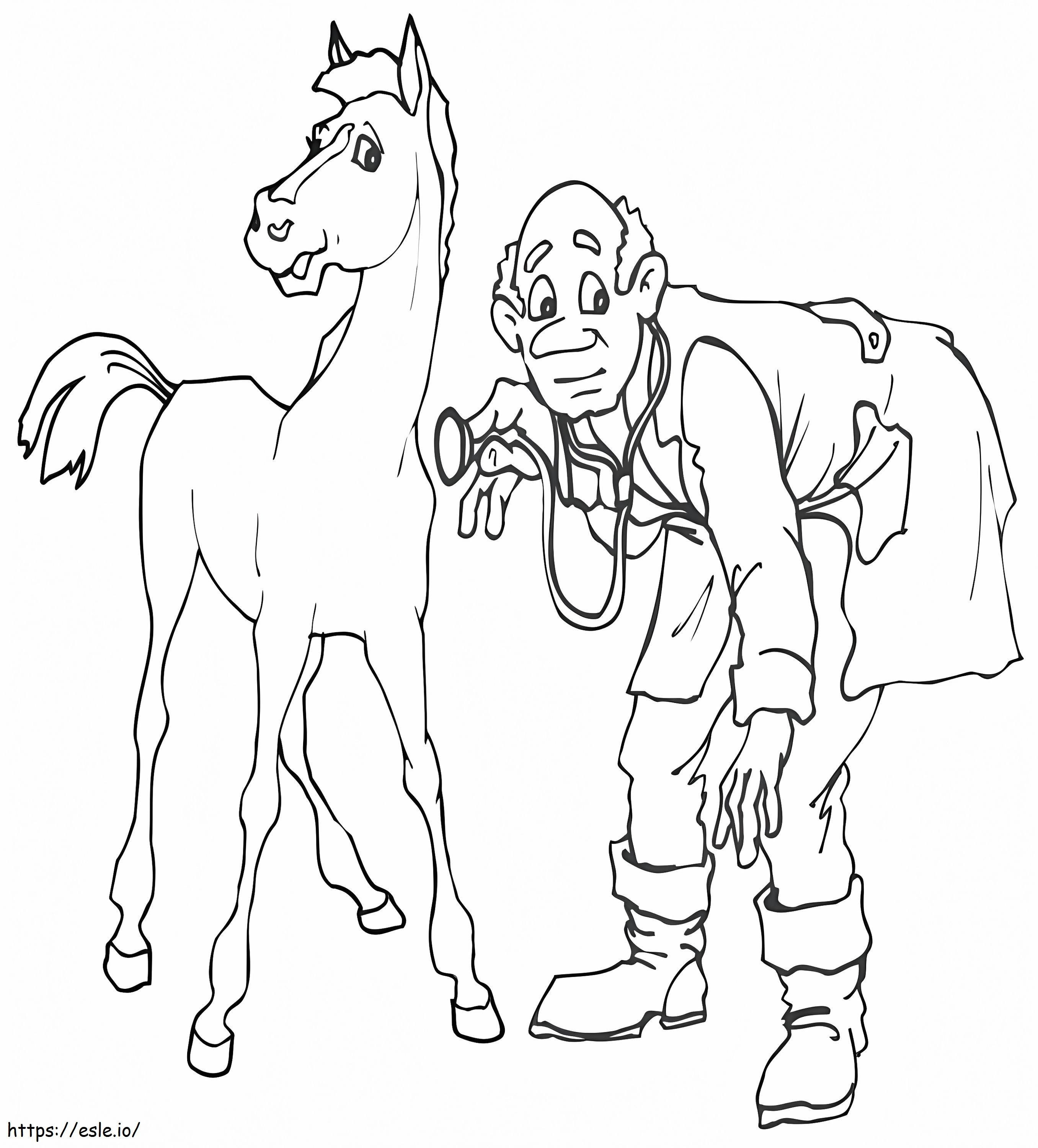 獣医と馬 ぬりえ - 塗り絵