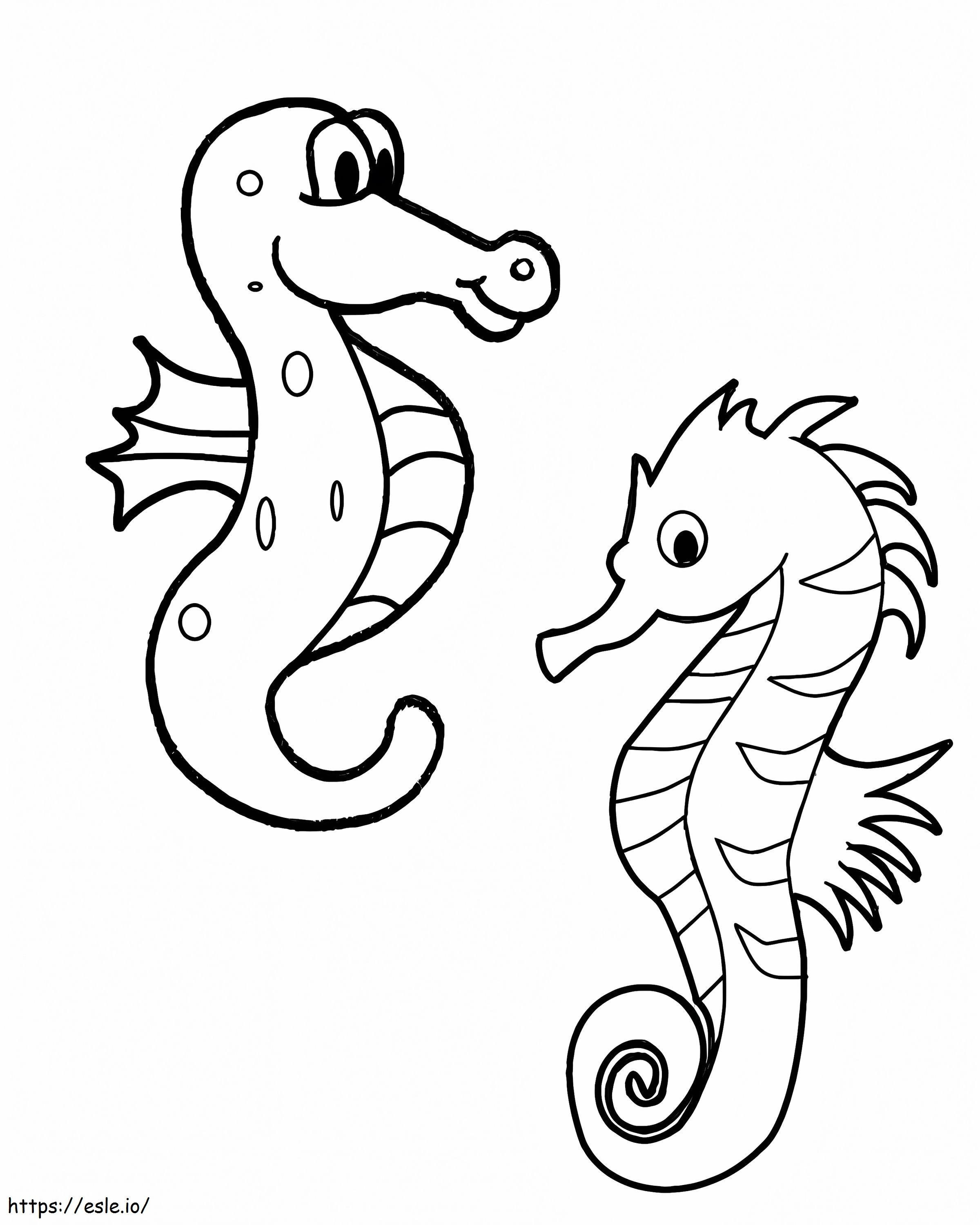 Two Funny Seahorses coloring page