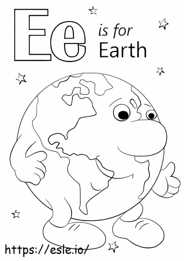 Coloriage E est pour la Terre à imprimer dessin